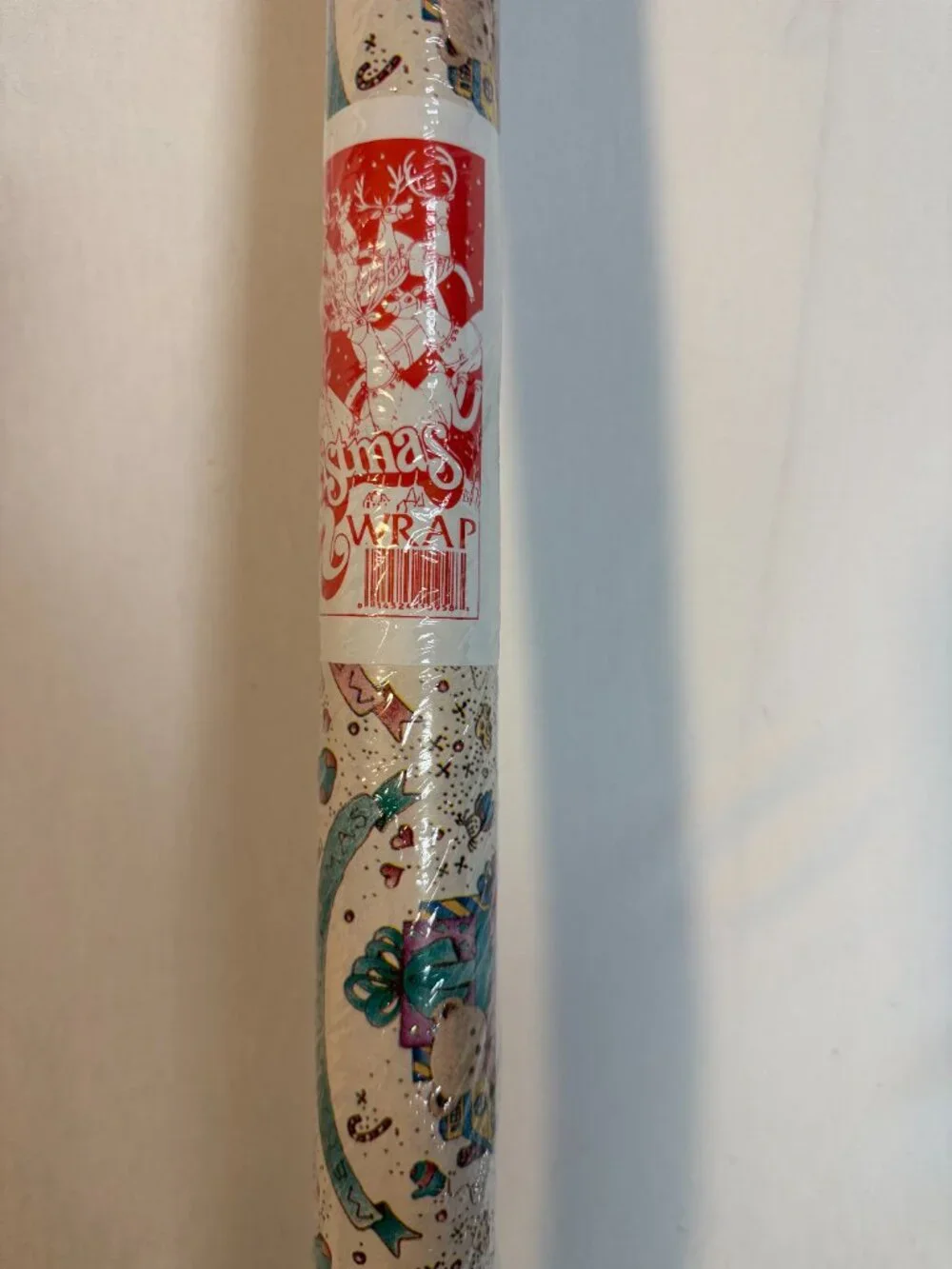 Vtg Christmas Wrapping Paper Roll NOS Sealed Teddy Bear Retro Gift Wrap 45 SqF